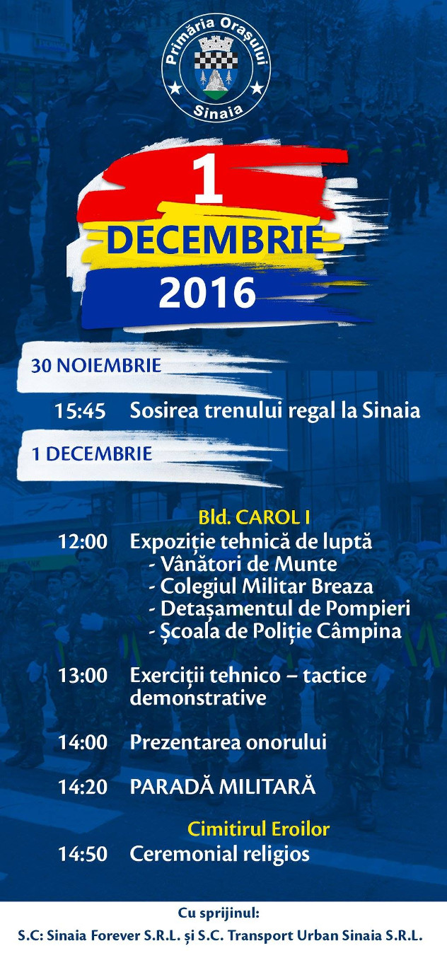 Ziua tuturor Românilor – 1 Decembrie, sărbătorită la Sinaia